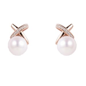 Rose plated Pearl Earrings