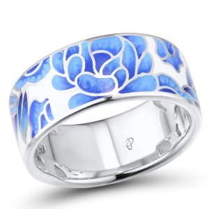 Blue flower Silver Ring