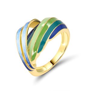 Yellow plated Enamel Ring