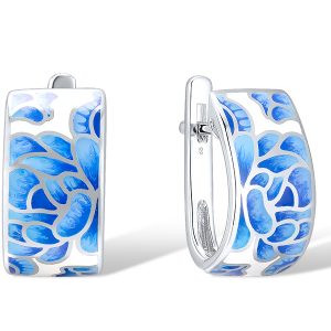 Blue Flower Silver Earrings