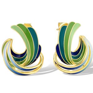 Yellow plated Enamel Earrings