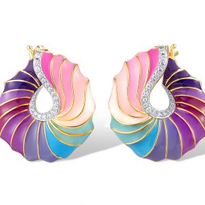 Yellow plated Enamel Earrings