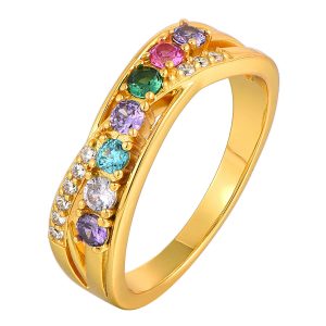 Yellow plated Silver Ring with Colored Zirconia
