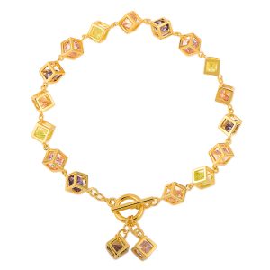 Yellow plated Multi-colour stone bracelet