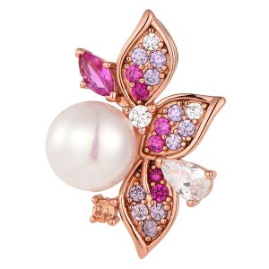 Rose plated Pendant with Pearl