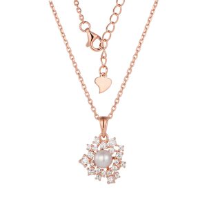 Rose plated Pendant with Pearl